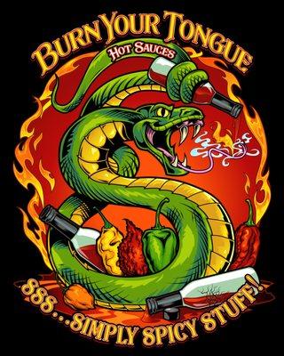 Our new logo! Burn Your Tongue - SSS... Simply Spicy Stuff! - Utah's Legendary Hot Sauce Leader - Utah State's Superior Sauce Selection!