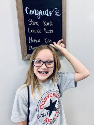 The amazing congratulations board they have for the patients who are getting their braces that day!!