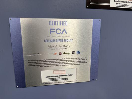 Fiat certified repair shop