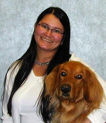 Branch Director, Amy Yamamoto, and her former branch mascot, Mr. Lucky.