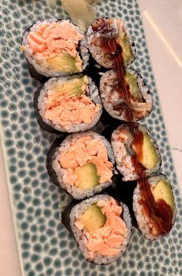 Eel Avocado Maki & Cooked Salmon Maki