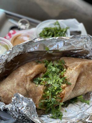 Cilantro with a side of shrimp super burrito