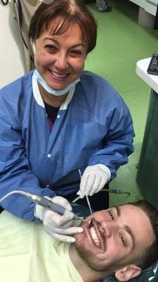 Our certified dental hygienist Lena always works with the smile.