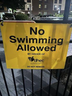 Sign posted outside the pool on 7/13/24.