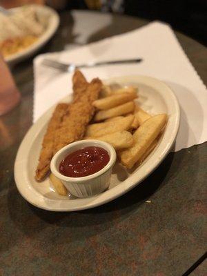 Kids chicken fingers and fries