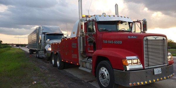 Semi truck and trailer towing