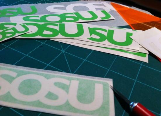 SoSu Labs decals on the cutting board