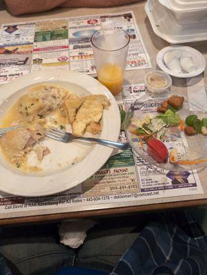 Hot turkey sandwich and salad