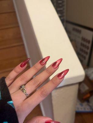 Red Cat Eye gel x nails!