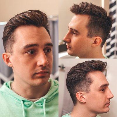 Simple men's haircut with a fade