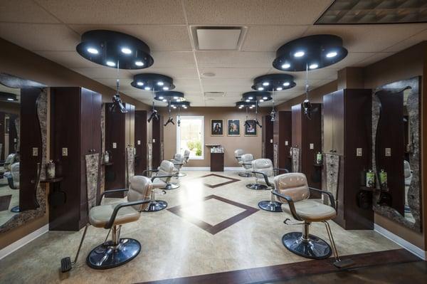 Our Hair department with state of the art blow dry stations and brand new lighting.