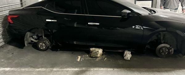 Cars vandalized and stolen INSIDE parking garage