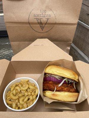 Nashville Hot Chicken Sandwich and Mac & Cheese