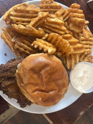 Nashville Hot Chicken with Fries and Seasoned Sour Cream