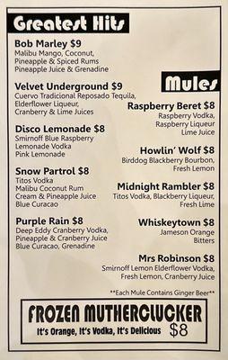 Drinks menu, p. 2. April 7, 2024.