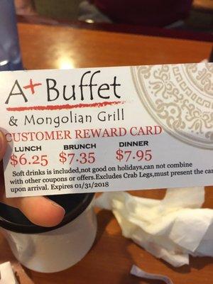 The reward card you get after eating here god knows how often.