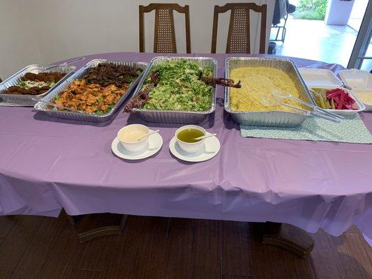 Falafel, chicken, beef, kofta, salad, rice and pickled veggies. 5/5 recommend!