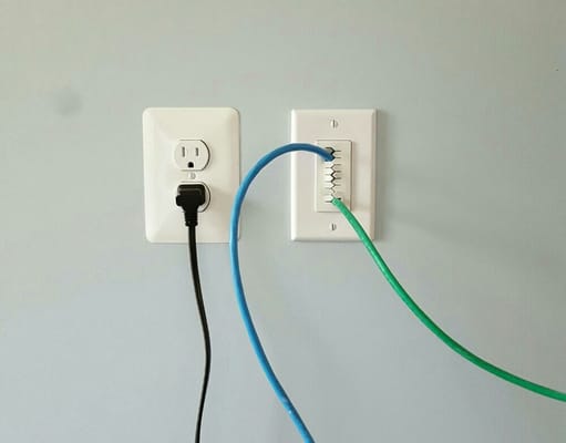 Wall outlet for smart TV and electrical outlet for TV wall mount.