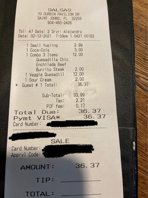 Receipt to show exact business information/location.