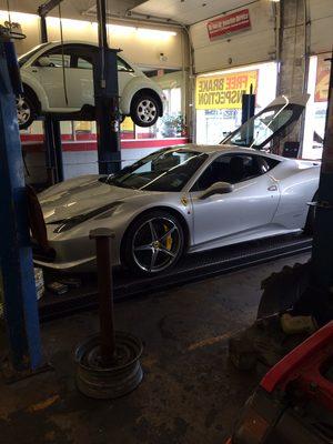 Ferrari getting some services done.