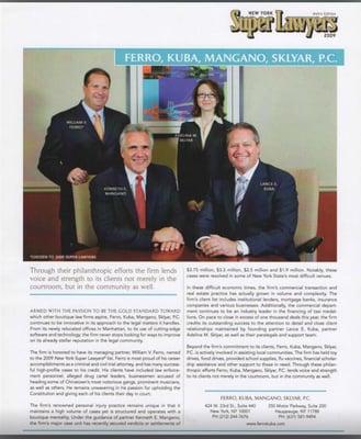 The attorneys of FKMS have been selected New York State Super Lawyers for six consecutive years.