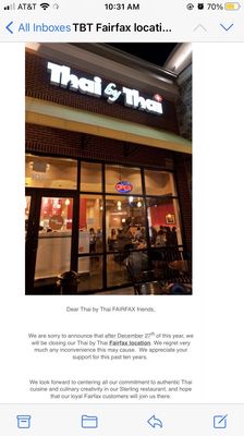 Just got this email. TBT closing Fairfax location after 12/27/20 :(