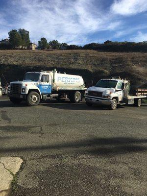 Perkins Septic Tank Cleaning Truck And Portable Toliet delivery Truck and cleaning.