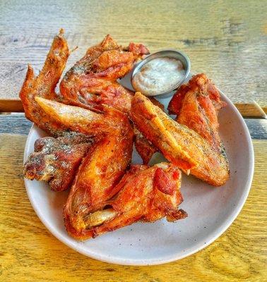 Chicken wings - Garlic + Dill pickle and a side of dill aioli