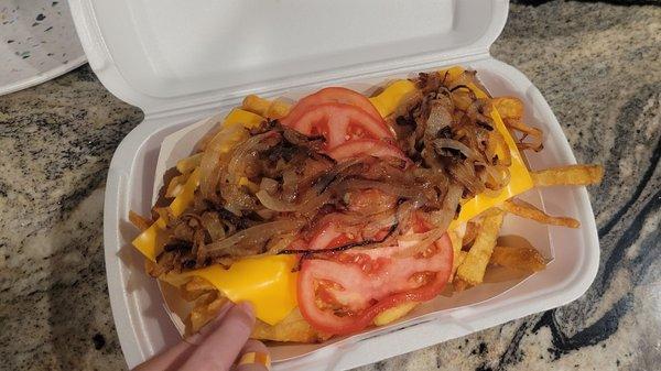 Miner Fries, almost like animal style. Wish they would melt the cheese more & chop up the toppings.