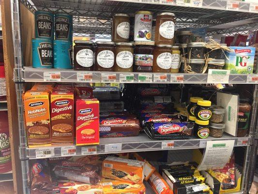 They have marmite, jams, and digestives amongst other things