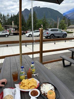 View of the mountains from the outside dining area