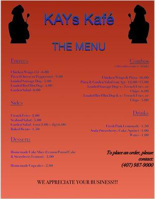 Kays Menu