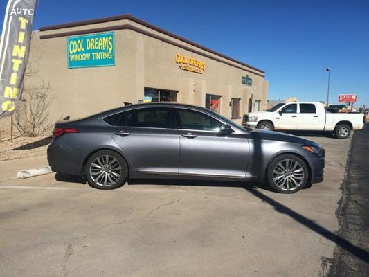 Cool Dreams installed 3M Crystalline with a 97% infrared heat rejection onto this beautiful 2015 Hyundai Genesis.