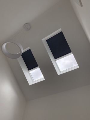 Automated shades are wirelessly controlled and designed for windows, skylights and doors