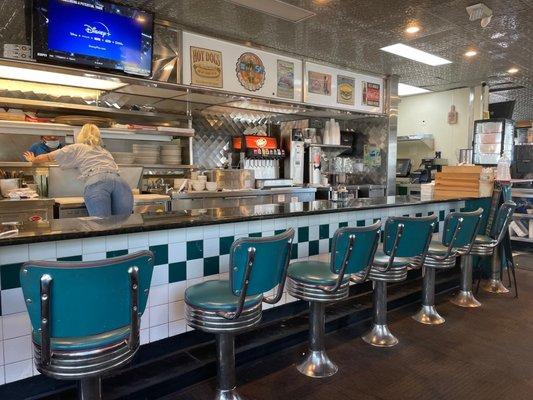 Breakfast counter at Tom's.