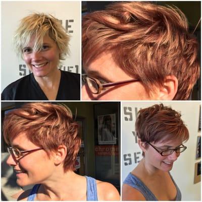 Before and After Color and awesome pixie by Melinda