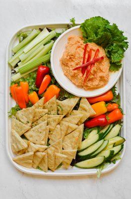 Hummus Box with fresh veggies and pita