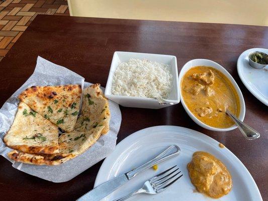 Garlic Cheese Naan and Chicken Korma