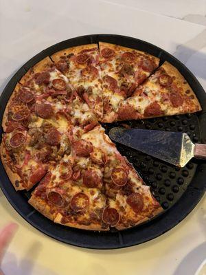 Thin crust meat lovers