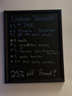 Employee Specials board