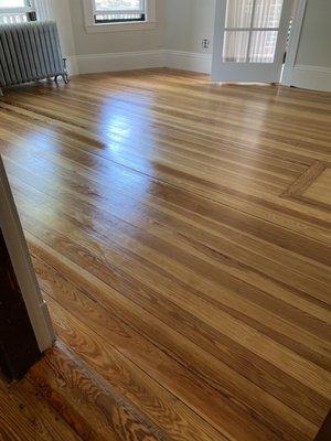 Refinished floors, beautiful and just the first day! Got even more beautiful the next day a somehow