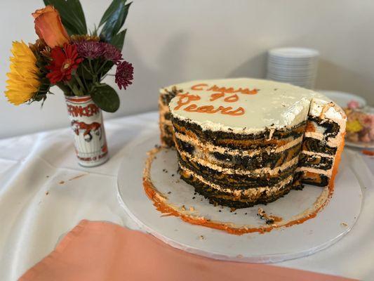 Cake - interior- tiger stripes!