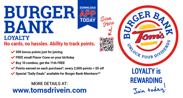 Burger Bank, Tom's Drive In's loyalty program