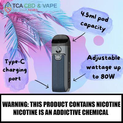 The Smok Nord 4 has a rage of 5W-80W, perfect for both salt nic and freebase e-liquid!