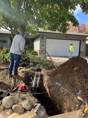 Installing Trenchless pipe.