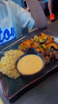 Steak and shrimp lunch hibachi