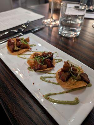 Short rib tacos. So good. (Part of the tasting menu)