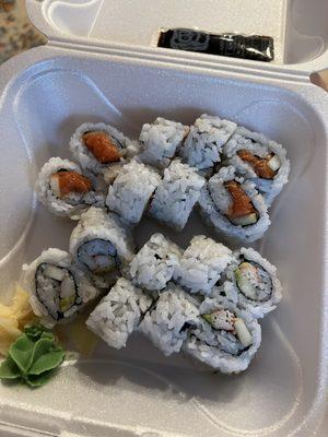 California roll and spicy tuna roll