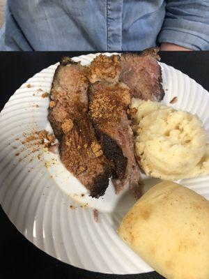 Brisket, and Mashed Potatoes with white cheddar cheese