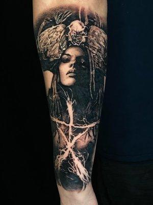 The witch (picture taken right after tattoo was completed.)